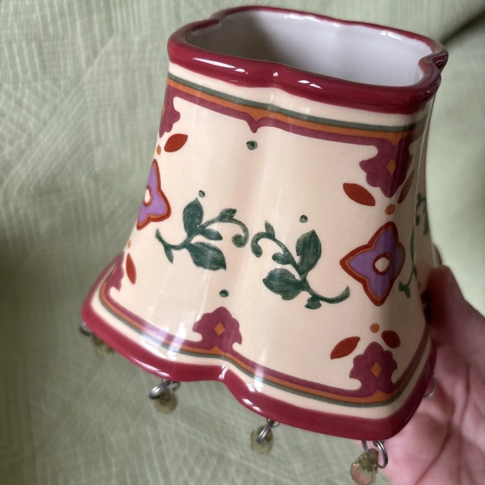Vintage Bohemian Spice Floral Decorative Partylite Candle Shade w/tassles P7973